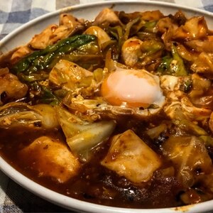 食物繊維♪キャベツとミートソースのポーチドエッグ風